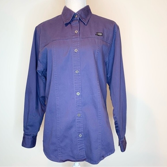 VTG Harley Davidson Purple Embroidered HD Snap Down Collar Button Up Medium - Picture 1 of 11